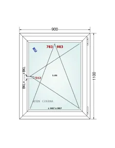 Okno PCV 90 x 110 cm Rozwierno-Uchylne Dwuszybowe Gealan S 8000 2