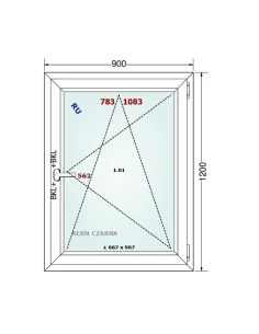 Okno PCV 90 x 120 cm Rozwierno-Uchylne Dwuszybowe Gealan S 8000 2