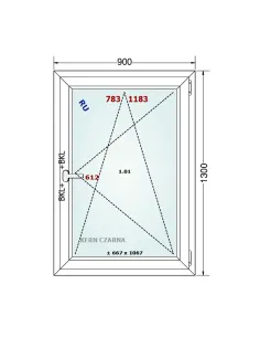 Okno PCV 90 x 130 cm Rozwierno-Uchylne Dwuszybowe Gealan S 8000 2