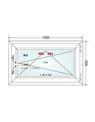 Okno PCV 100 x 60 cm Rozwierno-Uchylne Dwuszybowe Gealan S 8000