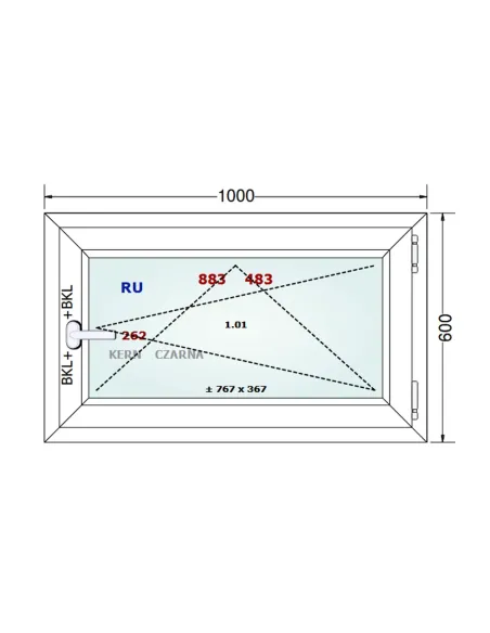 Okno PCV 100 x 60 cm Rozwierno-Uchylne Dwuszybowe Gealan S 8000