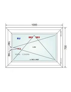 Okno PCV 100 x 70 cm Rozwierno-Uchylne Dwuszybowe Gealan S 8000 2