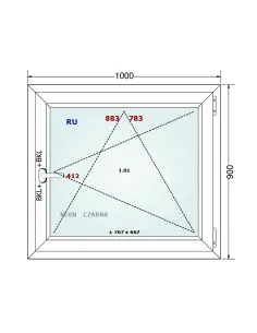 Okno PCV 100 x 90 cm Rozwierno-Uchylne Dwuszybowe Gealan S 8000 2