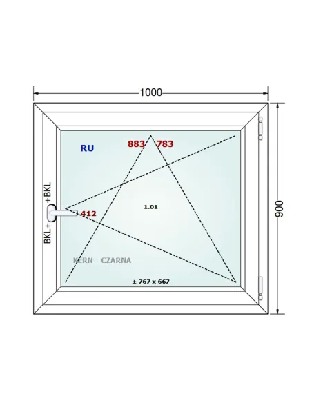 Okno PCV 100 x 90 cm Rozwierno-Uchylne Dwuszybowe Gealan S 8000