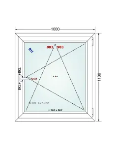 Okno PCV 100 x 110 cm Rozwierno-Uchylne Dwuszybowe Gealan S 8000 2