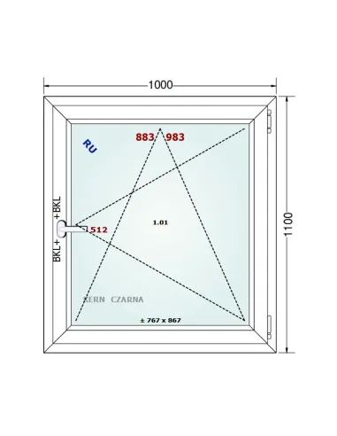 Okno PCV 100 x 110 cm Rozwierno-Uchylne Dwuszybowe Gealan S 8000