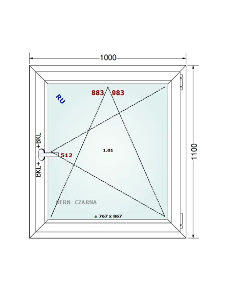Okno PCV 100 x 110 cm Rozwierno-Uchylne Dwuszybowe Gealan S 8000