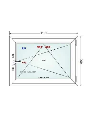 Okno PCV 110 x 80 cm Rozwierno-Uchylne Dwuszybowe Gealan S 8000