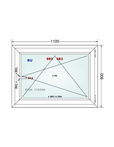Okno PCV 110 x 80 cm Rozwierno-Uchylne Dwuszybowe Gealan S 8000
