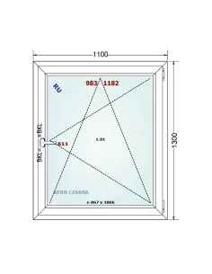 Okno PCV 110 x 130 cm Rozwierno-Uchylne Dwuszybowe Gealan S 8000 2