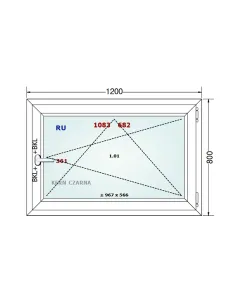 Okno PCV 120 x 80 cm Rozwierno-Uchylne Dwuszybowe Gealan S 8000 2