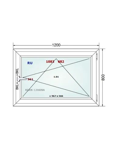 Okno PCV 120 x 80 cm Rozwierno-Uchylne Dwuszybowe Gealan S 8000