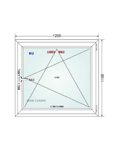 Okno PCV 120 x 110 cm Rozwierno-Uchylne Dwuszybowe Gealan S 8000 2