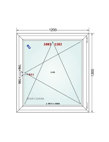 Okno PCV 120 x 130 cm Rozwierno-Uchylne Dwuszybowe Gealan S 8000