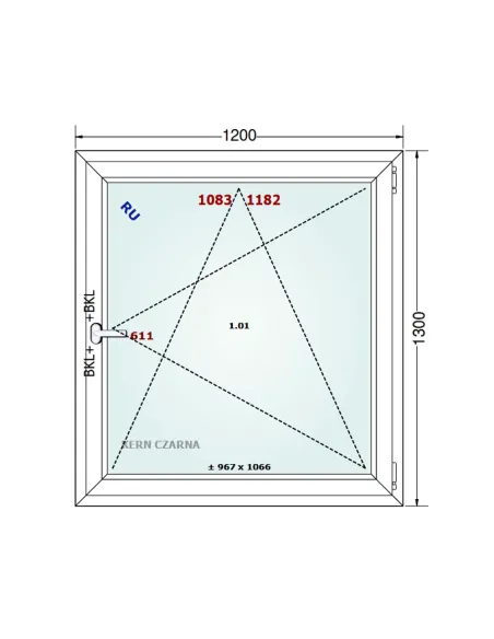 Okno PCV 120 x 130 cm Rozwierno-Uchylne Dwuszybowe Gealan S 8000