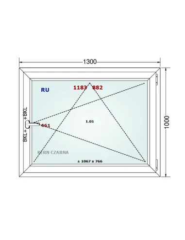 Okno PCV 130 x 100 cm Rozwierno-Uchylne Dwuszybowe Gealan S 8000
