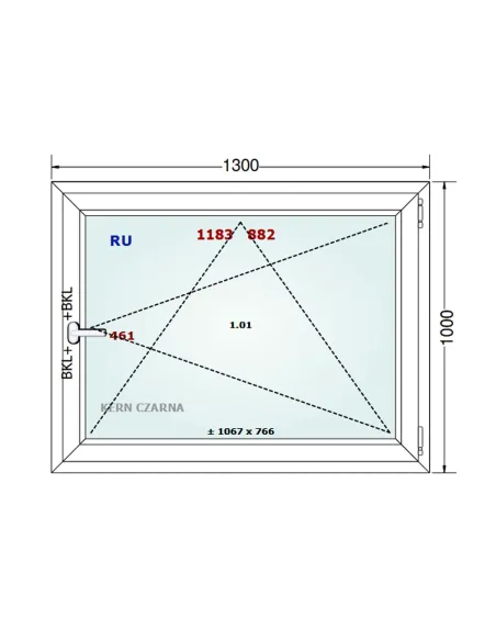 Okno PCV 130 x 100 cm Rozwierno-Uchylne Dwuszybowe Gealan S 8000