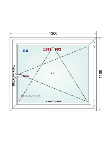 Okno PCV 130 x 110 cm Rozwierno-Uchylne Dwuszybowe Gealan S 8000
