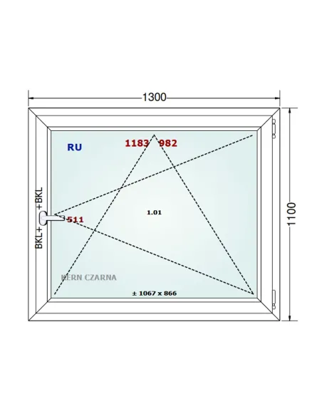 Okno PCV 130 x 110 cm Rozwierno-Uchylne Dwuszybowe Gealan S 8000