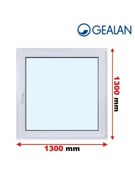 Okno PCV 130 x 130 cm Rozwierno-Uchylne Dwuszybowe Gealan S 8000