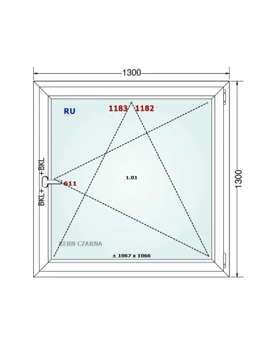 Okno PCV 130 x 130 cm Rozwierno-Uchylne Dwuszybowe Gealan S 8000