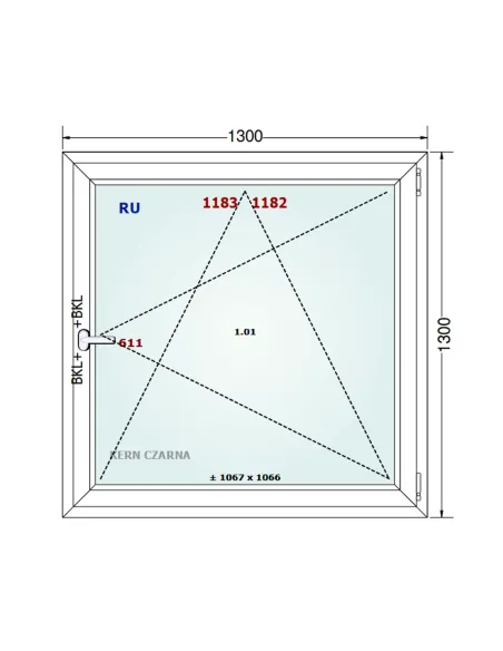 Okno PCV 130 x 130 cm Rozwierno-Uchylne Dwuszybowe Gealan S 8000