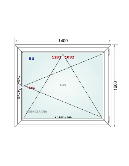Okno PCV 140 x 120 cm Rozwierno-Uchylne Dwuszybowe Gealan S 8000