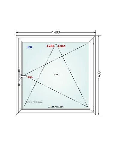 Okno PCV 140 x 140 cm Rozwierno-Uchylne Dwuszybowe Gealan S 8000