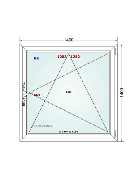Okno PCV 140 x 140 cm Rozwierno-Uchylne Dwuszybowe Gealan S 8000