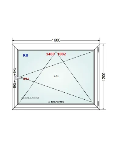 Okno PCV 160 x 120 cm Rozwierno-Uchylne Dwuszybowe Gealan S 8000