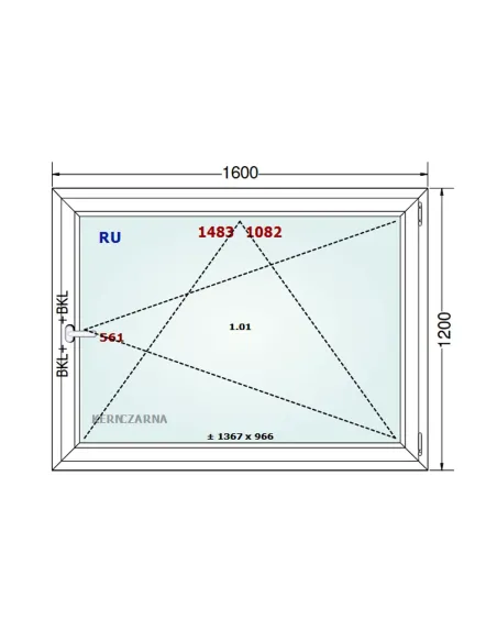 Okno PCV 160 x 120 cm Rozwierno-Uchylne Dwuszybowe Gealan S 8000