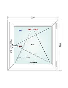 Okno PCV 90 x 90 cm Rozwierno-Uchylne Dwuszybowe Gealan S 8000 2