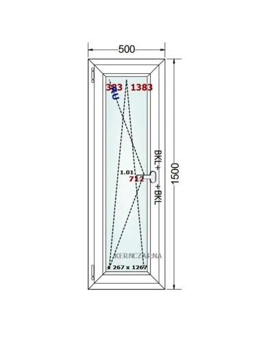 Okno PCV 50 x 150 cm Rozwierno-Uchylne Dwuszybowe Gealan S 8000