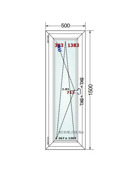 Okno PCV 50 x 150 cm Rozwierno-Uchylne Dwuszybowe Gealan S 8000
