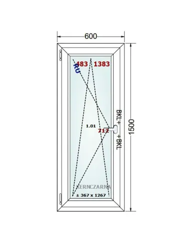Okno PCV 60 x 150 cm Rozwierno-Uchylne Dwuszybowe Gealan S 8000
