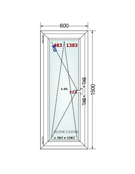 Okno PCV 60 x 150 cm Rozwierno-Uchylne Dwuszybowe Gealan S 8000