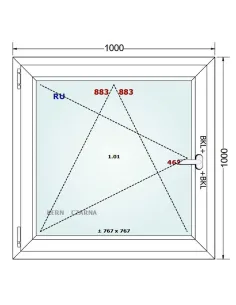 Okno PCV 100 x 100 cm Rozwierno-Uchylne Dwuszybowe Gealan S 8000 2