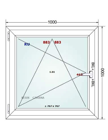 Okno PCV 100 x 100 cm Rozwierno-Uchylne Dwuszybowe Gealan S 8000