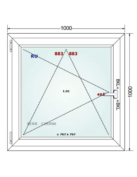 Okno PCV 100 x 100 cm Rozwierno-Uchylne Dwuszybowe Gealan S 8000