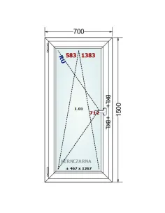 Okno PCV 70 x 150 cm Rozwierno-Uchylne Dwuszybowe Gealan S 8000 2