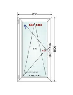 Okno PCV 80 x 150 cm Rozwierno-Uchylne Dwuszybowe Gealan S 8000 2