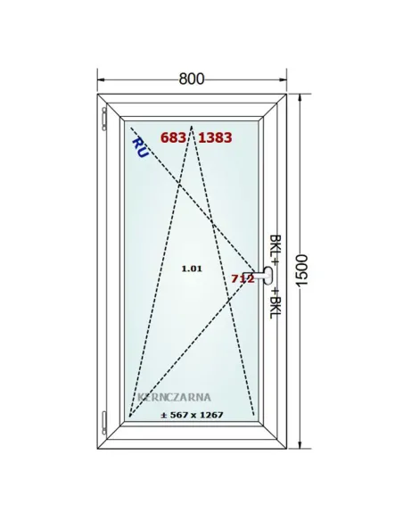 Okno PCV 80 x 150 cm Rozwierno-Uchylne Dwuszybowe Gealan S 8000