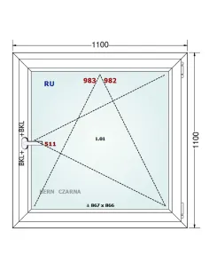 Okno PCV 110 x 110 cm Rozwierno-Uchylne Dwuszybowe Gealan S 8000 2