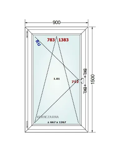 Okno PCV 90 x 150 cm Rozwierno-Uchylne Dwuszybowe Gealan S 8000