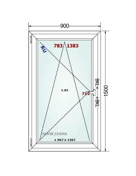 Okno PCV 90 x 150 cm Rozwierno-Uchylne Dwuszybowe Gealan S 8000