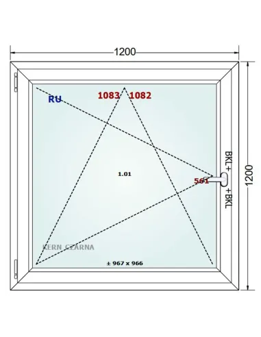 Okno PCV 120 x 120 cm Rozwierno-Uchylne Dwuszybowe Gealan S 8000