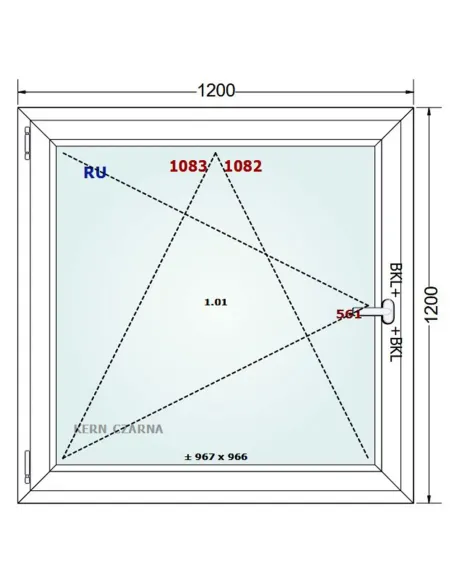 Okno PCV 120 x 120 cm Rozwierno-Uchylne Dwuszybowe Gealan S 8000