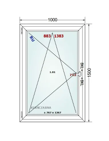 Okno PCV 100 x 150 cm Rozwierno-Uchylne Dwuszybowe Gealan S 8000