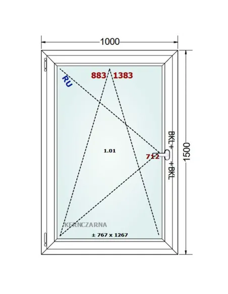 Okno PCV 100 x 150 cm Rozwierno-Uchylne Dwuszybowe Gealan S 8000