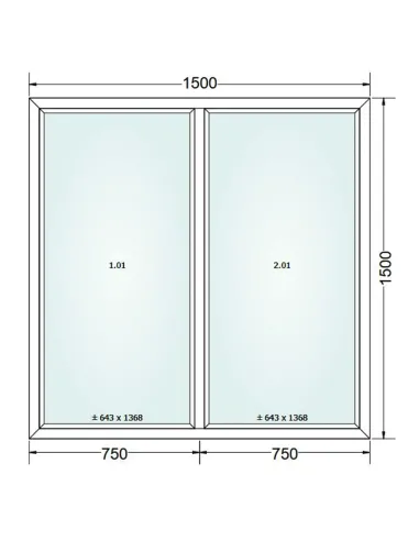 Okno PCV 150 x 150 cm FIX-FIX Dwuszybowe Gealan S 8000